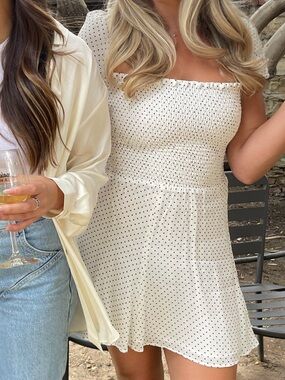 Reformation White Polka Dot Mini Dress